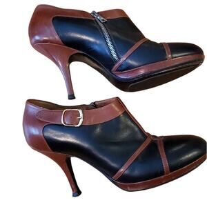 Dries Van Noten Leather Ankle Zip Heels Shoes W 9.5 Boardroom Chic Office Siren